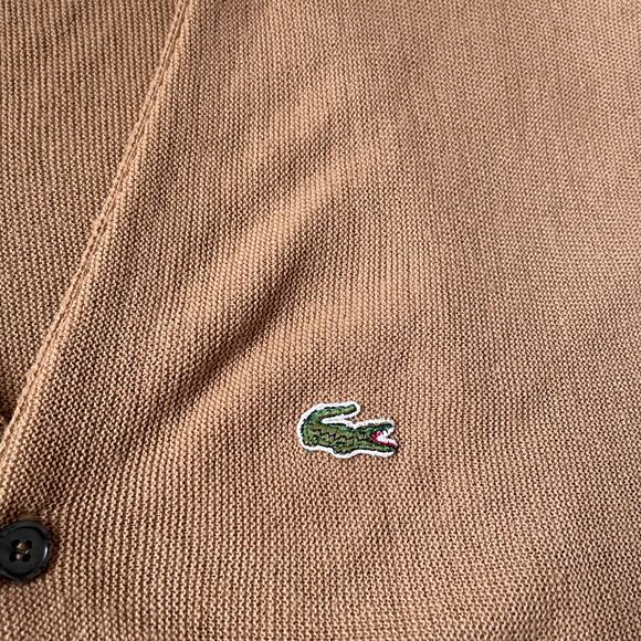 90s Lacoste Camel Cropped Cardigan Preppy Collegiate Oldmoney Minimalist Tan - Picture 6 of 12